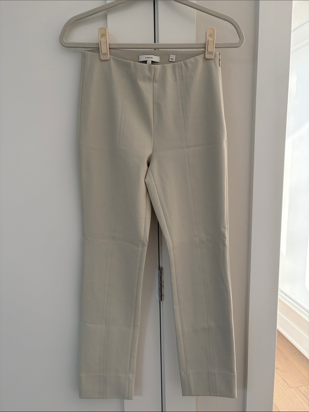 Vince Light Cream Tailored Straight-Leg Trousers